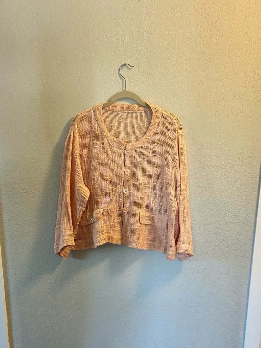 Light Peach Open-Weave Women's Short Jacket